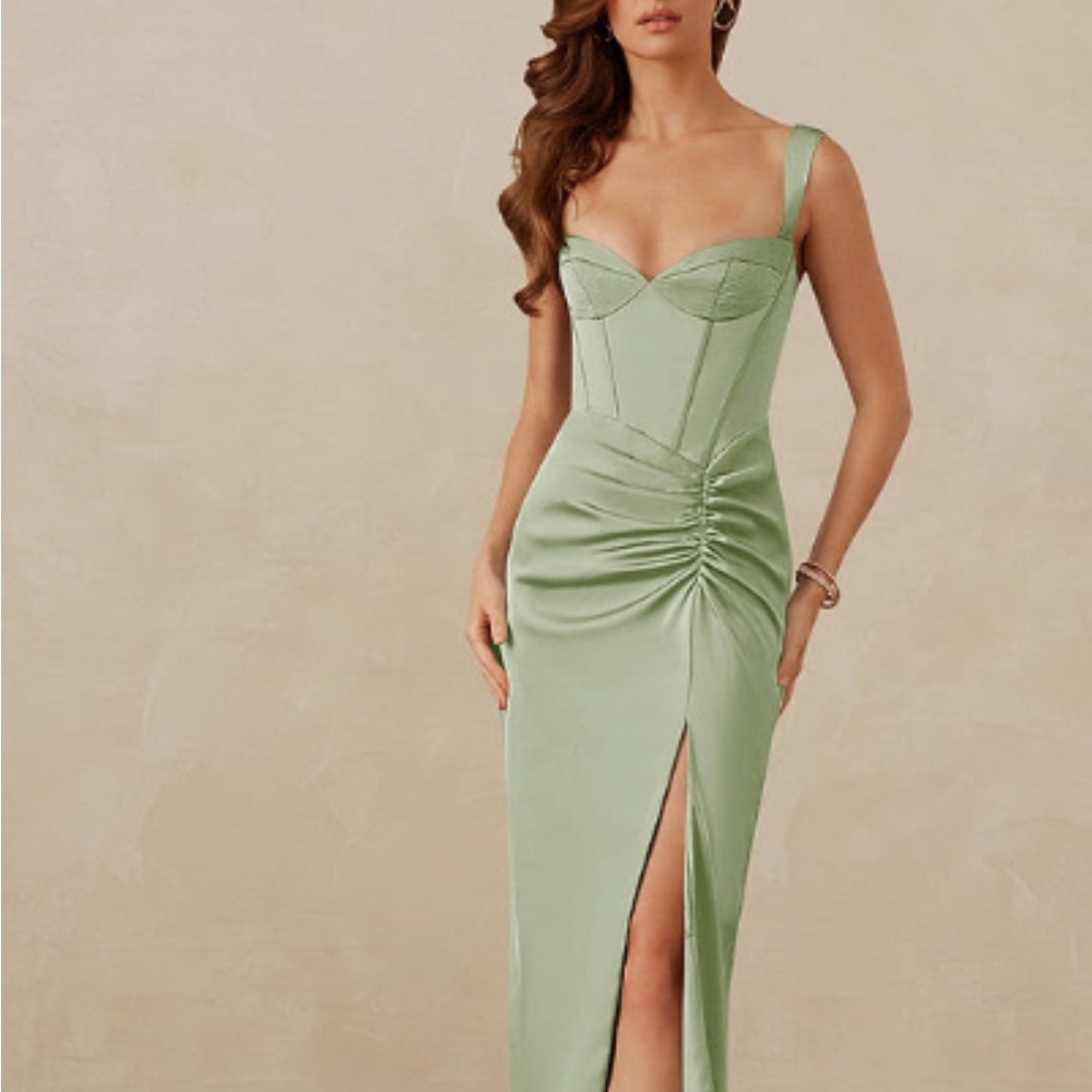 Christian Siriano Azazie Sage Green bridesmaid dress size US 2